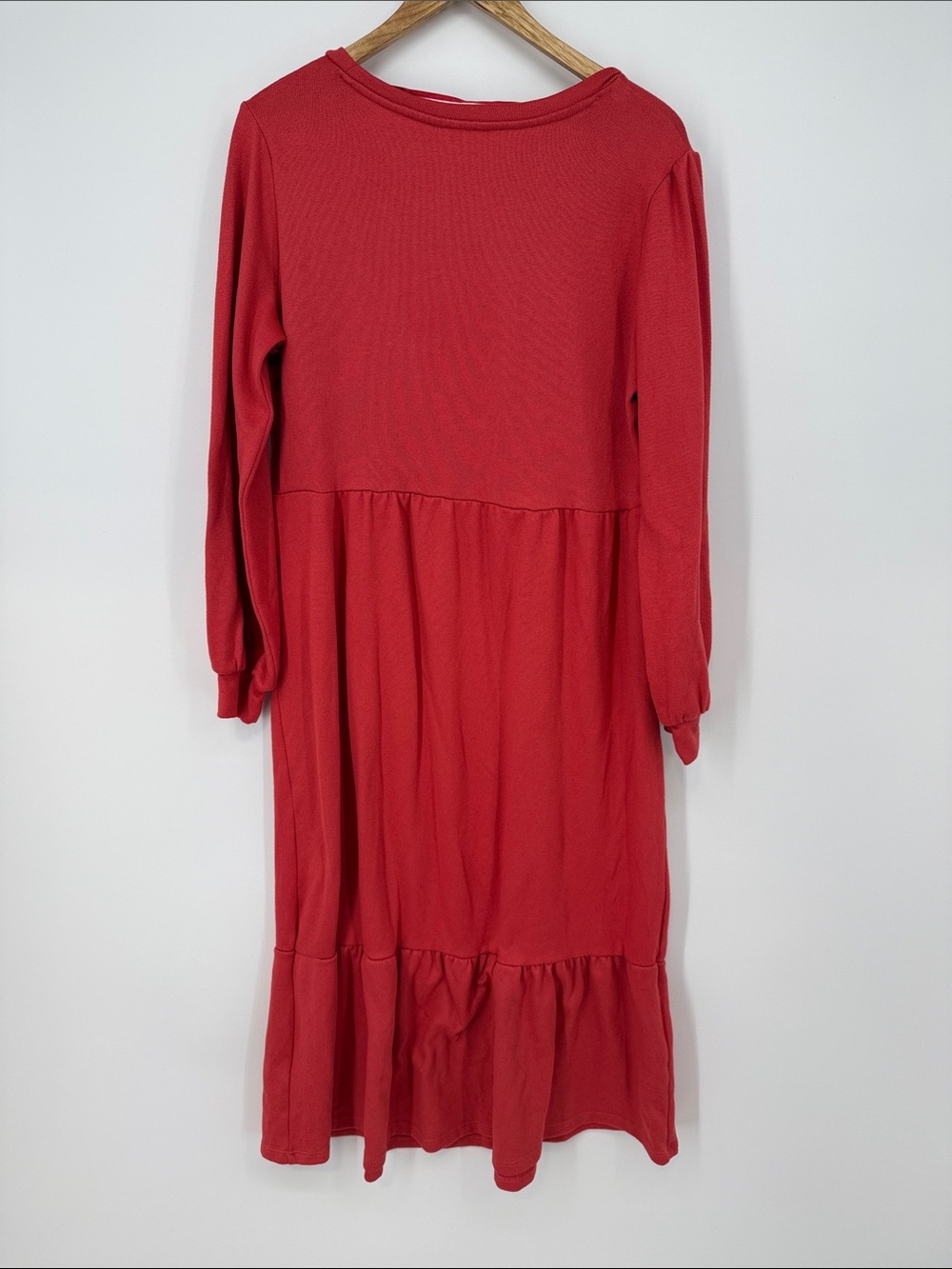 Jillian Harris X Joe Fresh Sweater Midi Dress Puff Sleeve Cottagecore Coral - Picture 4 of 6